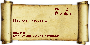 Hicke Levente névjegykártya